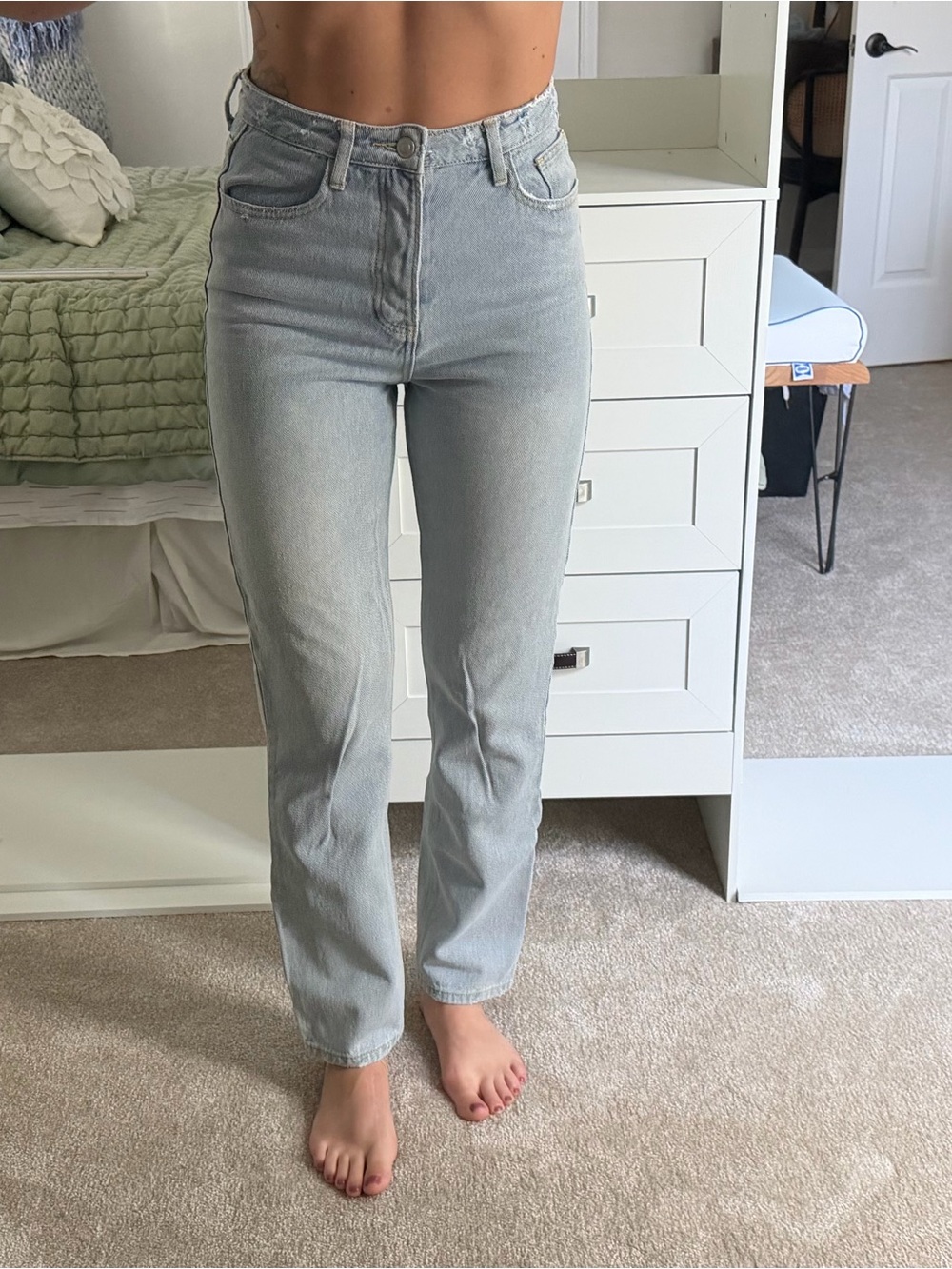 SHEIN Light Blue High-Rise Straight Leg Jeans